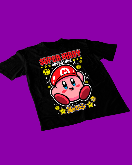Polera negra con diseño de Kirby