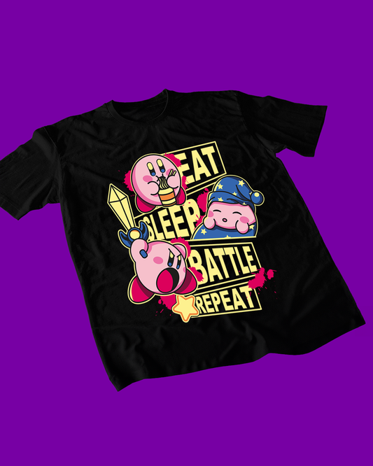 Polera negra con diseño de Kirby