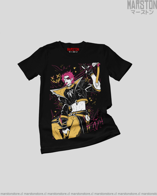 Polera negra League of Legends con diseño de Kayn