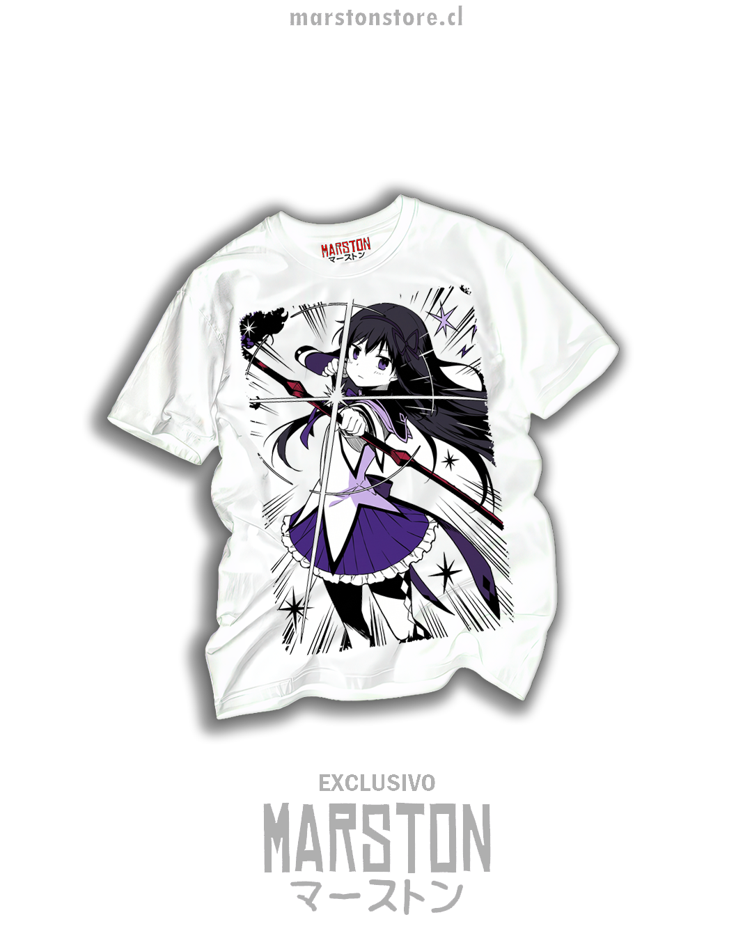 Polera blanca Puella Magi Madoka Magica con Homura Akemi
