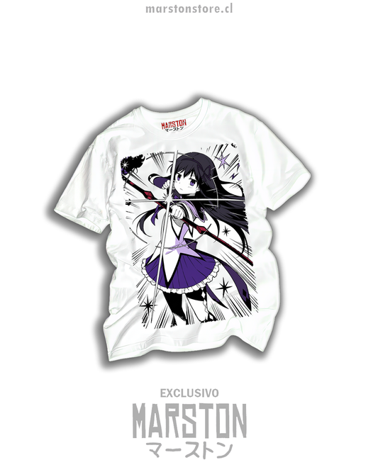Polera blanca Puella Magi Madoka Magica con Homura Akemi