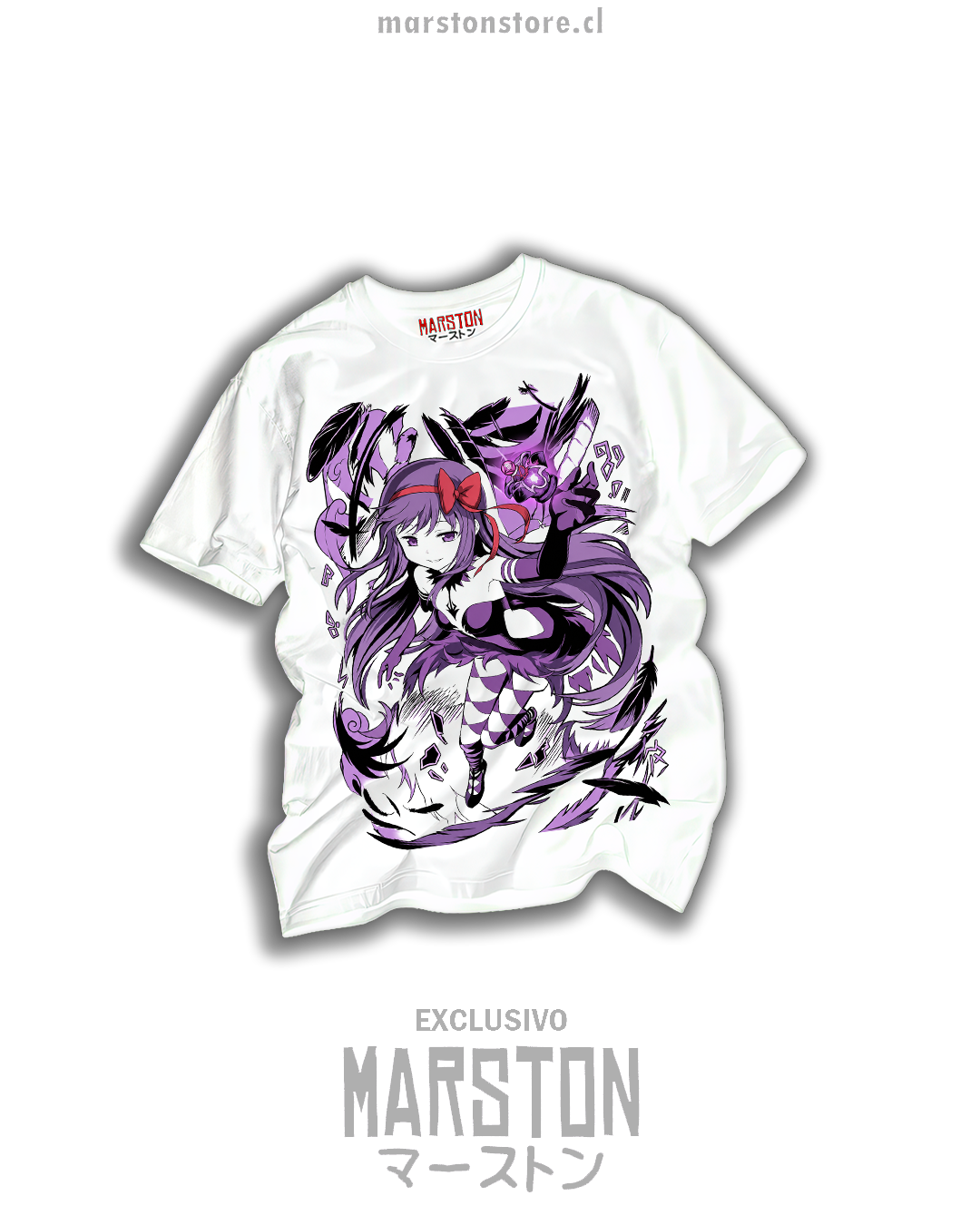 Polera blanca Puella Magi Madoka Magica con Homura Akemi