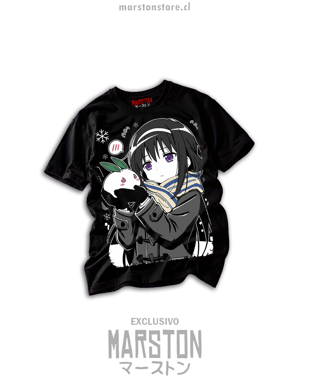Polera negra Puella Magi Madoka Magica con Homura Akemi