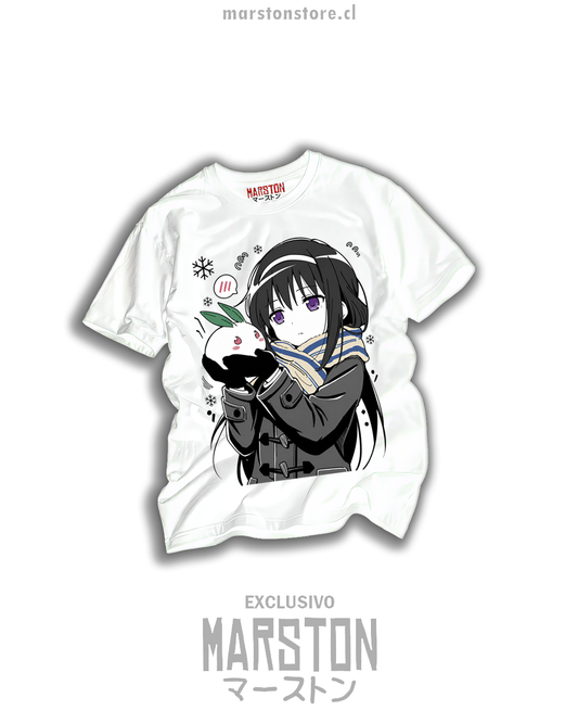 Polera blanca Puella Magi Madoka Magica con Homura Akemi y Kyubey