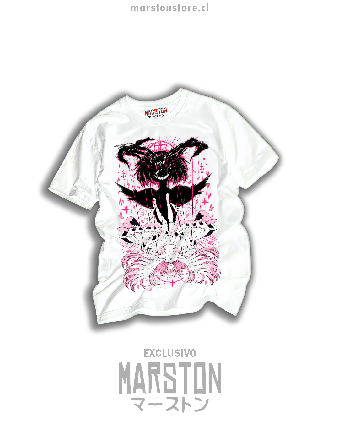 Polera blanca Puella Magi Madoka Magica con Homura Akemi y Madoka Kaname