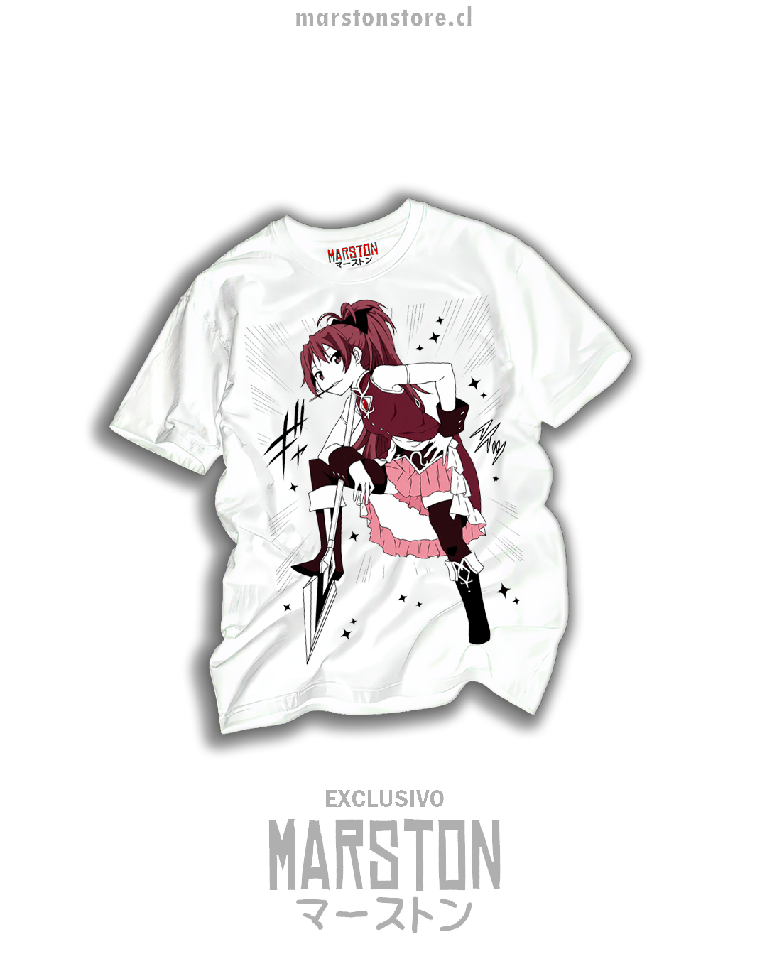 Polera blanca Puella Magi Madoka Magica con Kyoko Sakura