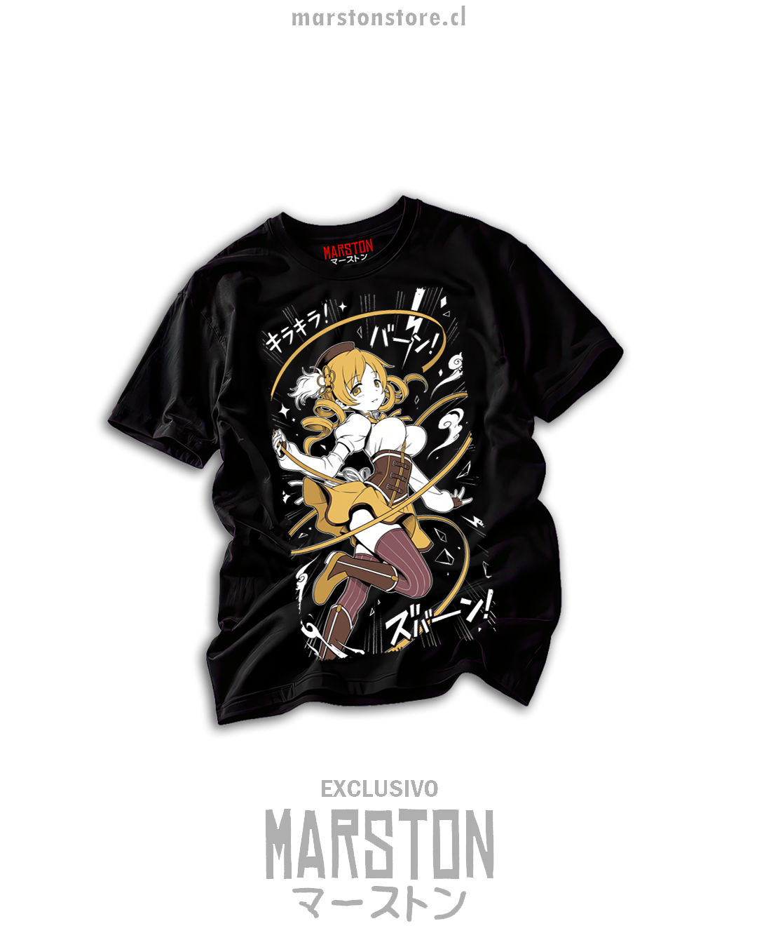 Polera negra Puella Magi Madoka Magica con Mami Tomoe