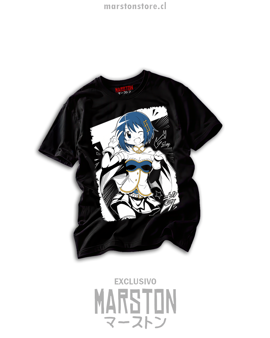 Polera negra Puella Magi Madoka Magica con Sayaka Miki