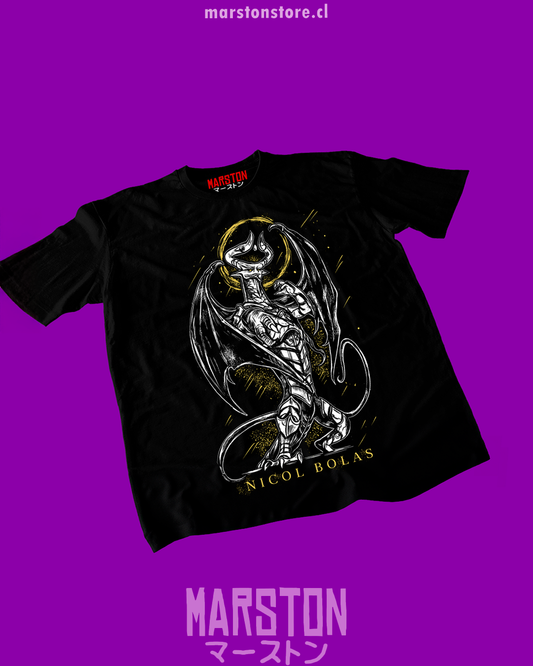 Polera negra Magic: The Gathering con diseño de Nicol Bolas
