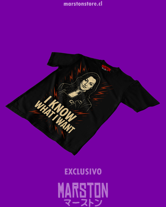 Polera negra Mass Effect con diseño de Miranda Lawson