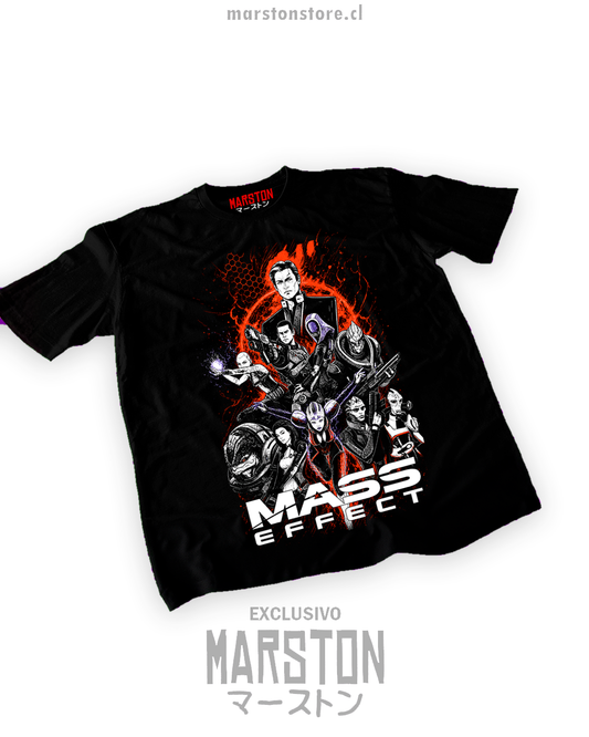 Polera negra con diseño de Mass Effect