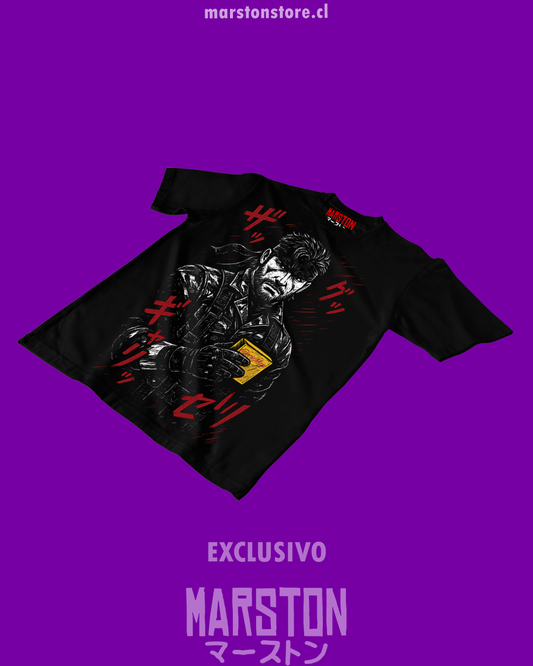Polera negra Metal Gear Solid 3 Snake Eater con Snake y Calorie Mate