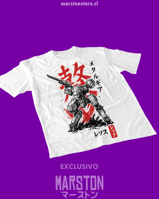 Polera blanca Metal Gear Solid con diseño de Rex