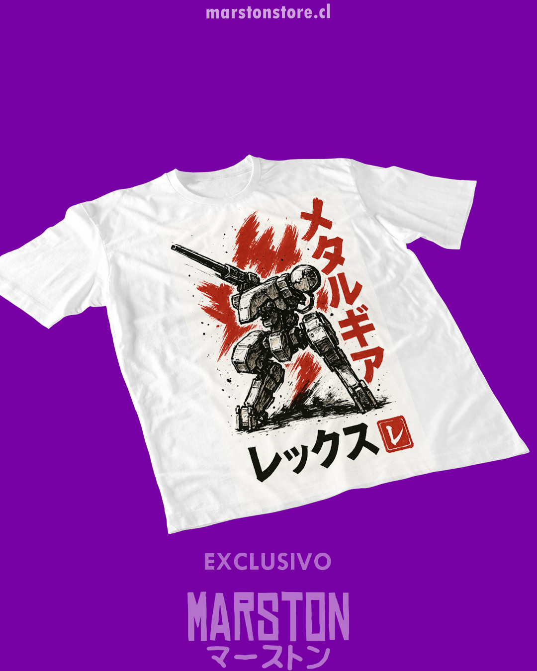 Polera blanca Metal Gear Solid con diseño de Rex