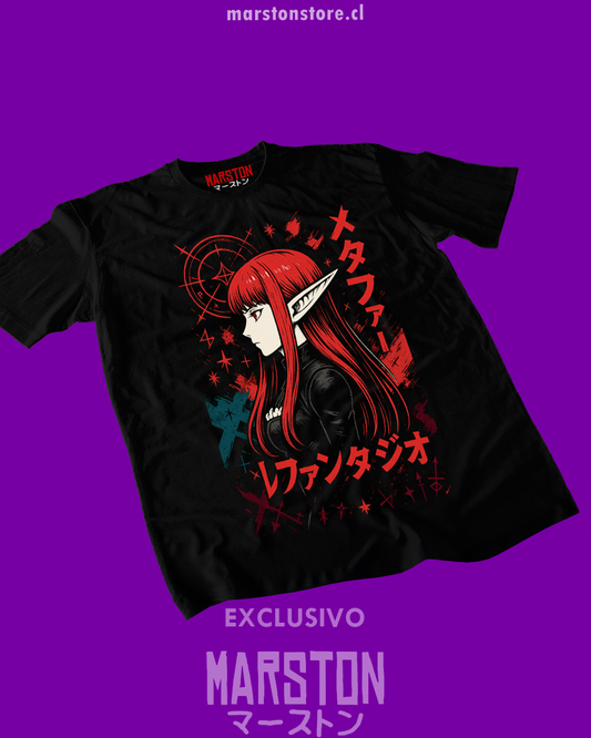 Polera negra Metaphor: ReFantazio con diseño de Hulkenberg