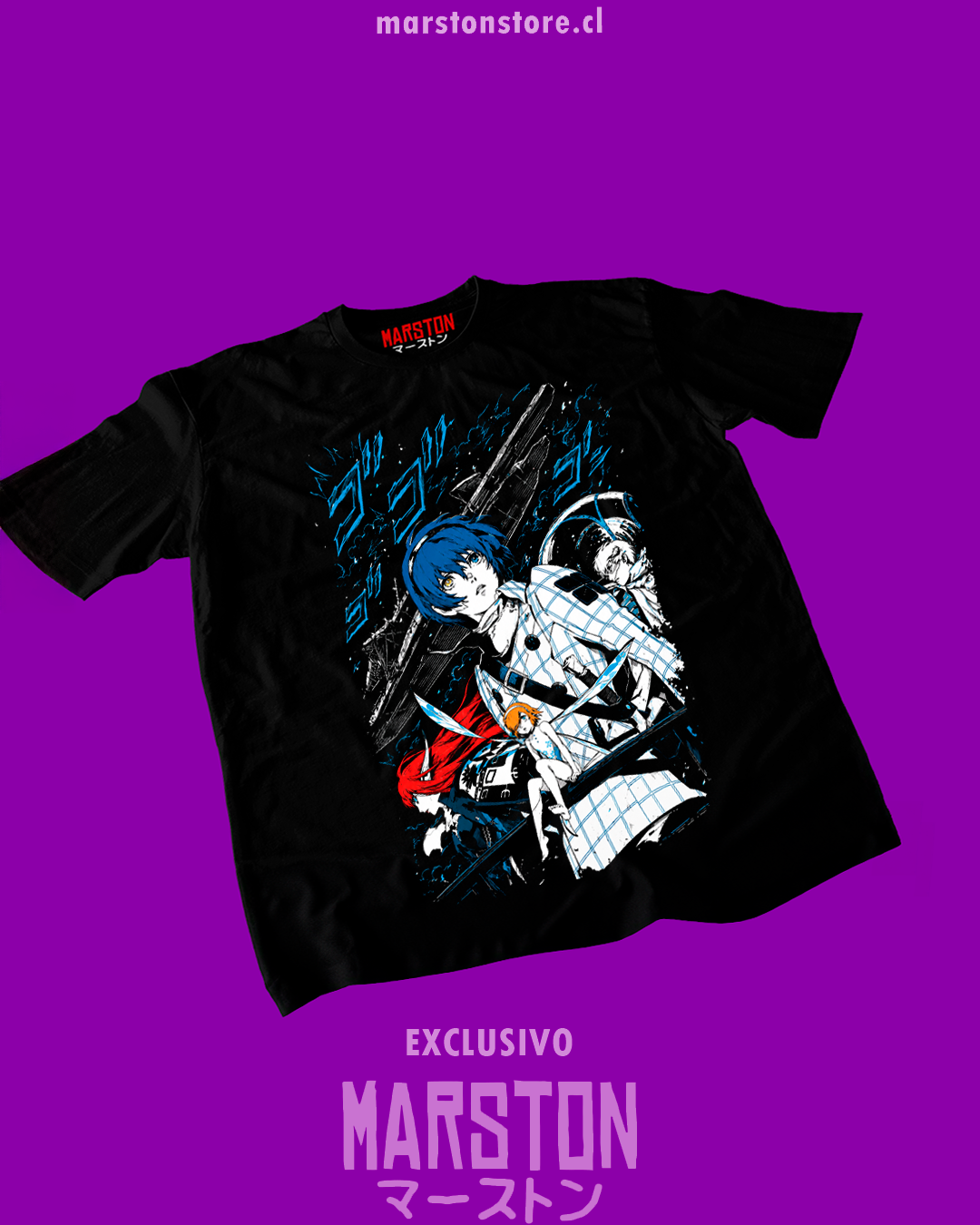 Polera negra con diseño de Metaphor: ReFantazio