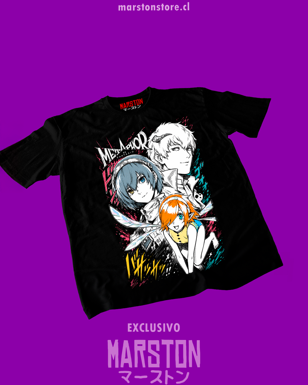 Polera negra con diseño de Metaphor: ReFantazio