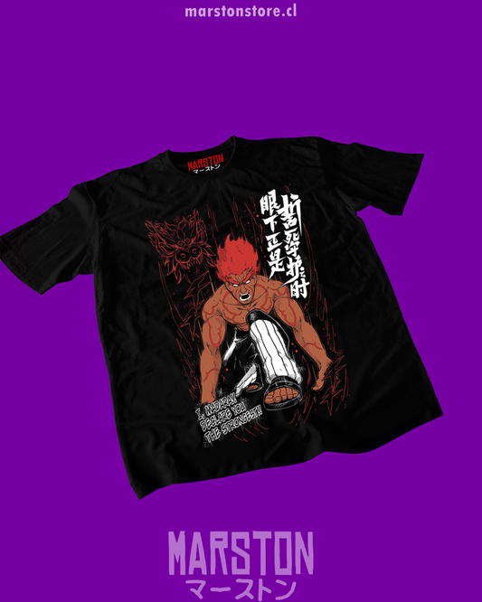 Polera negra Naruto con diseño de Might Guy