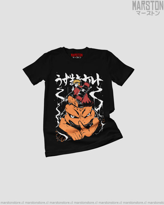 Polera negra Naruto con diseño de Naruto Uzumaki