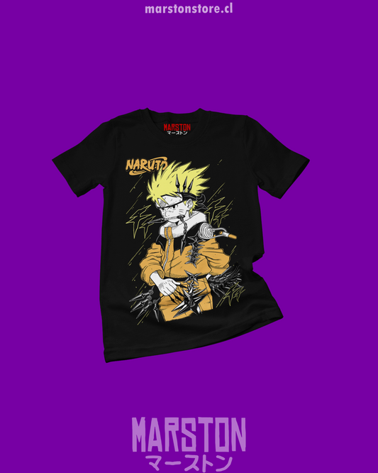 Polera negra Naruto con diseño de Naruto Uzumaki