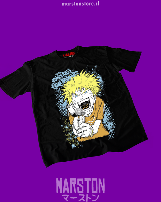 Polera negra Naruto con diseño de Naruto Uzumaki
