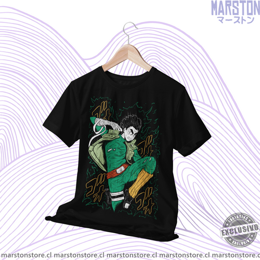 Polera negra Naruto con diseño de Rock Lee