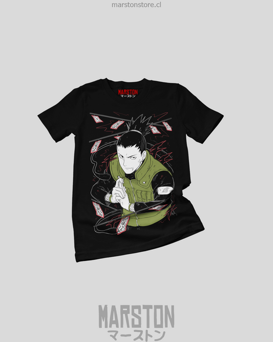 Polera negra Naruto con diseño de Shikamaru Nara