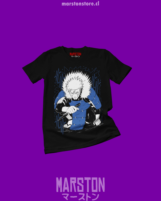 Polera negra Naruto con diseño de Tobirama Senju