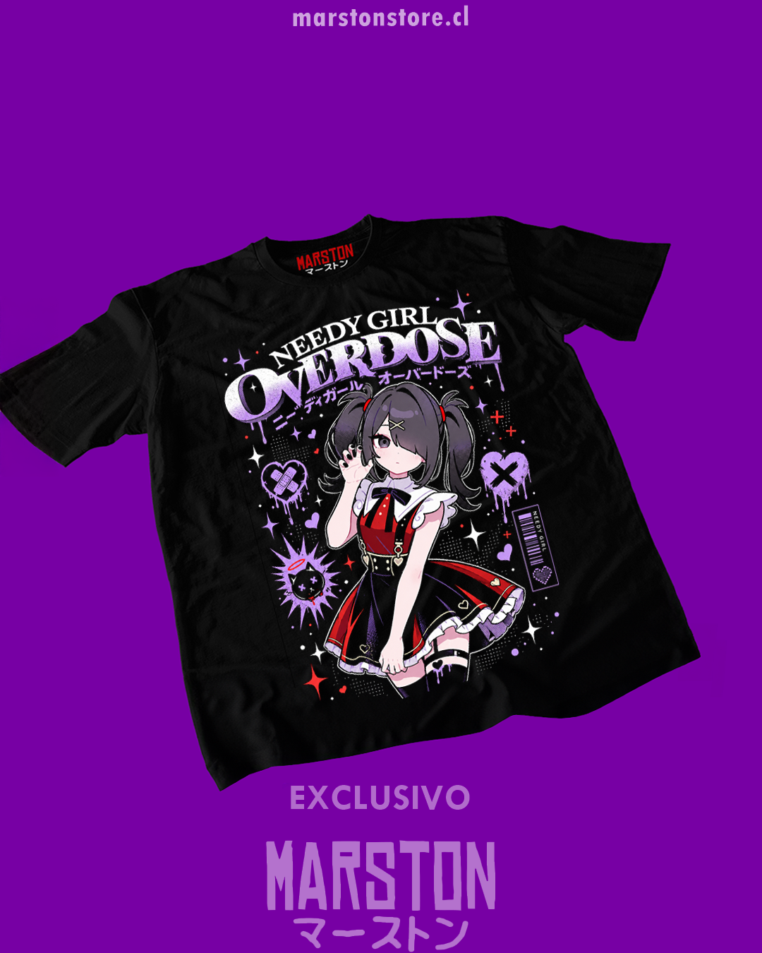 Polera negra con diseño de Needy Girl Overdose