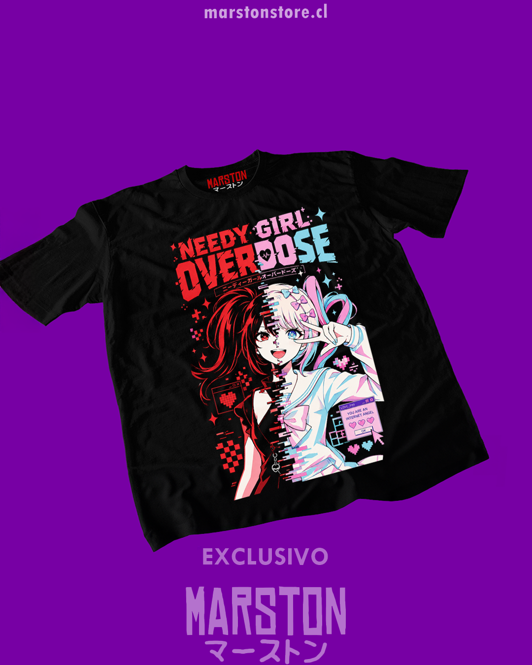 Polera negra con diseño de Needy Girl Overdose