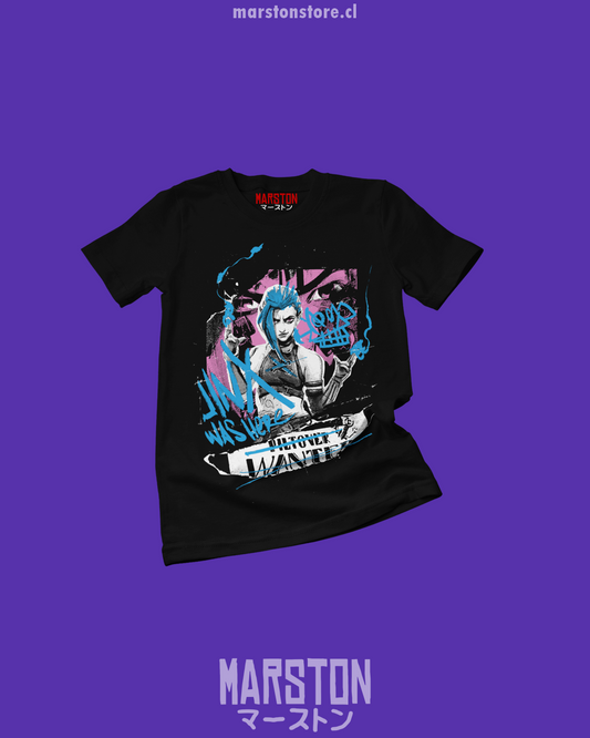Polera negra de Arcane con Jinx