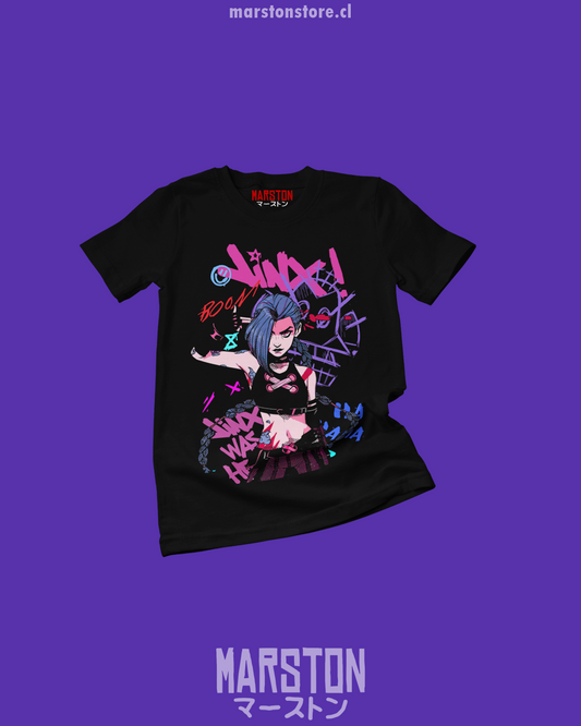 Polera negra de Arcane con Jinx