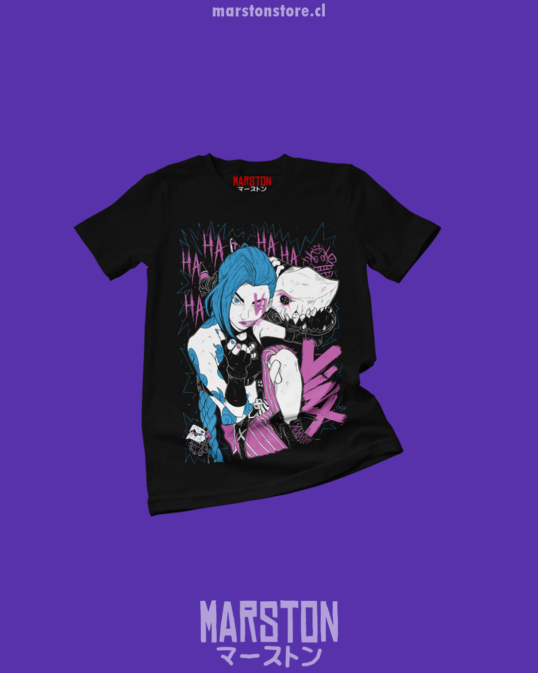 Polera negra de Arcane con Jinx