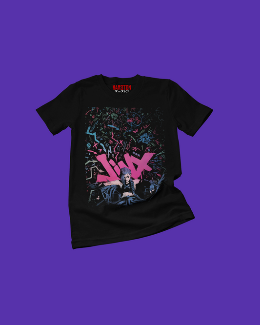 Polera negra de Arcane con Jinx