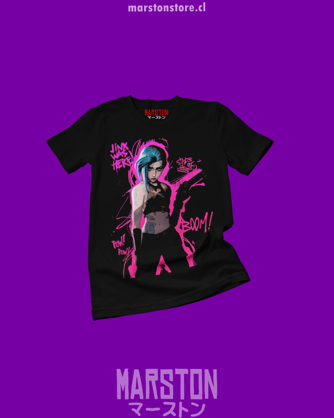 Polera negra de Arcane con Jinx