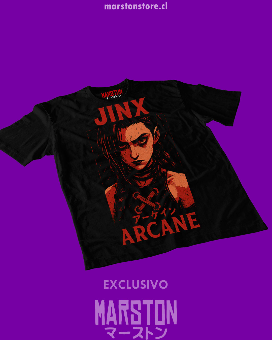 Polera negra de Arcane con Jinx