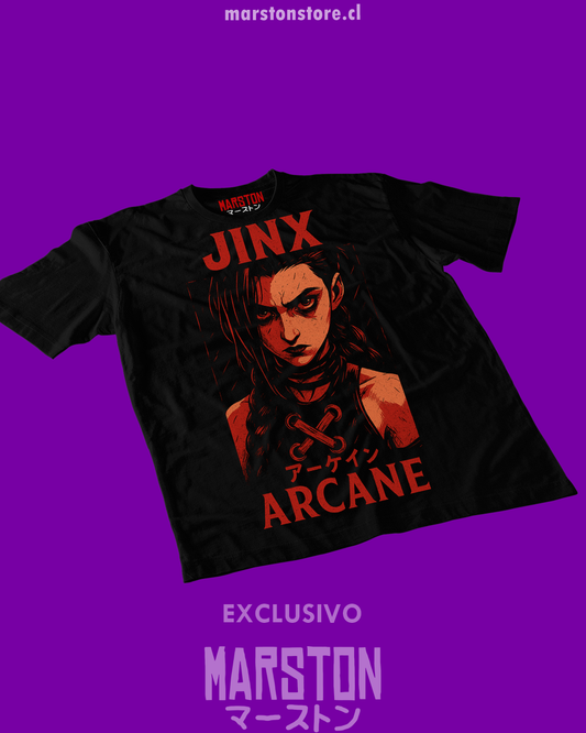 Polera negra de Arcane con Jinx