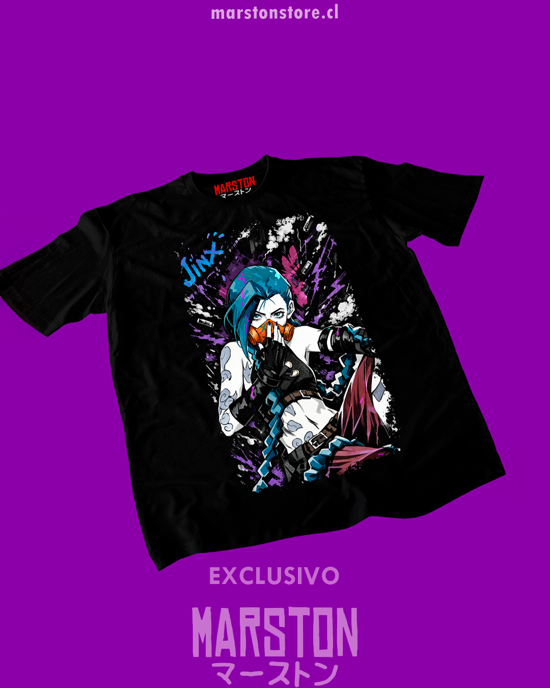 Polera negra de Arcane con Jinx