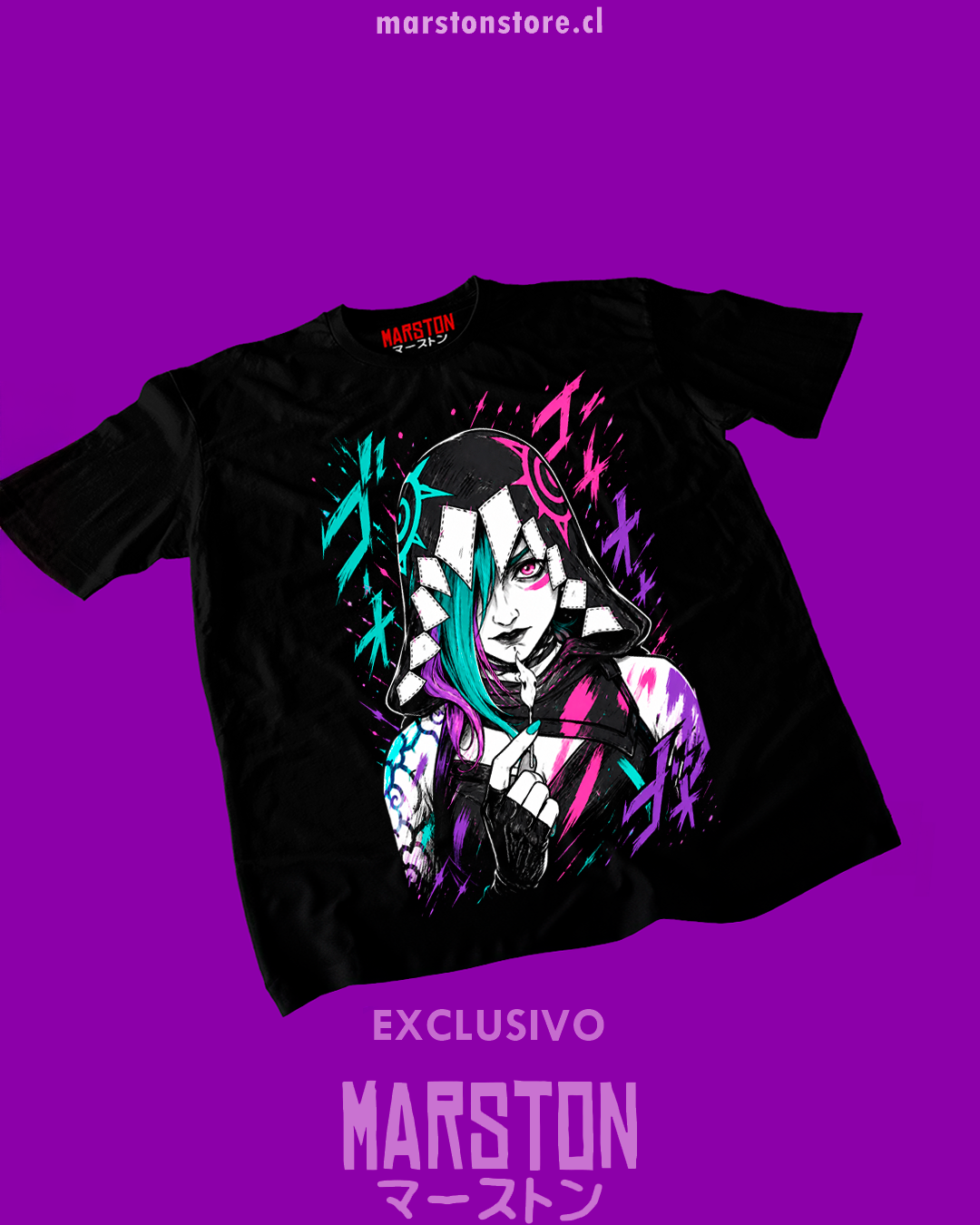 Polera negra de Arcane con Jinx