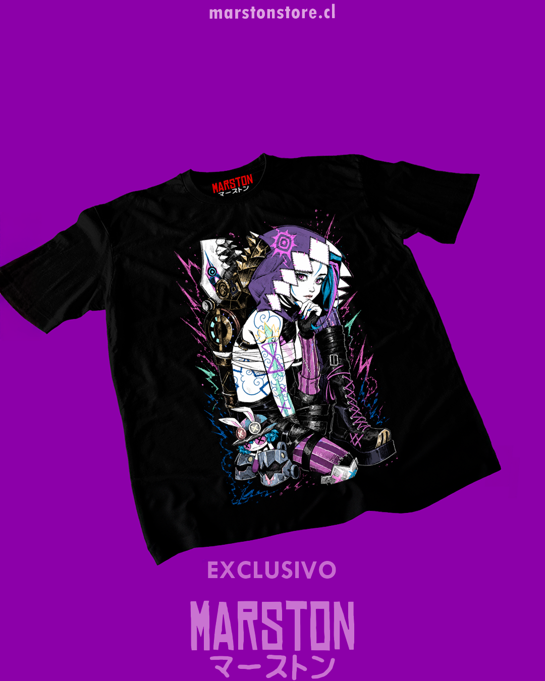 Polera negra de Arcane con Jinx