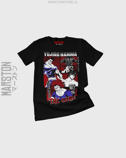 Polera negra de Baki con Yujiro Hanma