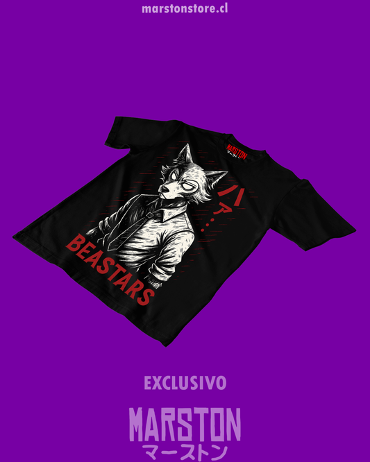 Polera negra de Beastars con Legoshi