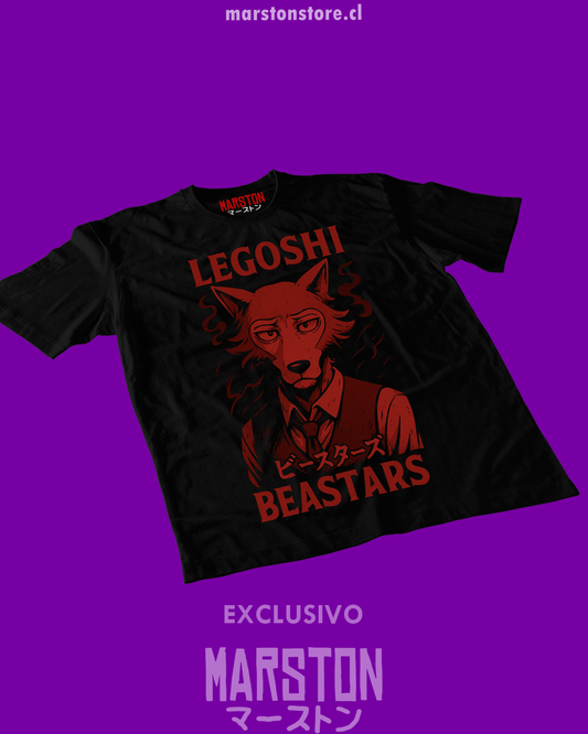 Polera negra de Beastars con Legoshi
