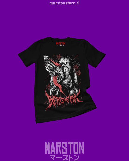 Polera negra de Berserk con diseño inspirado en el manga