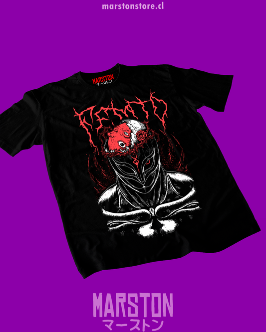 Polera negra de Berserk con diseño de Femto