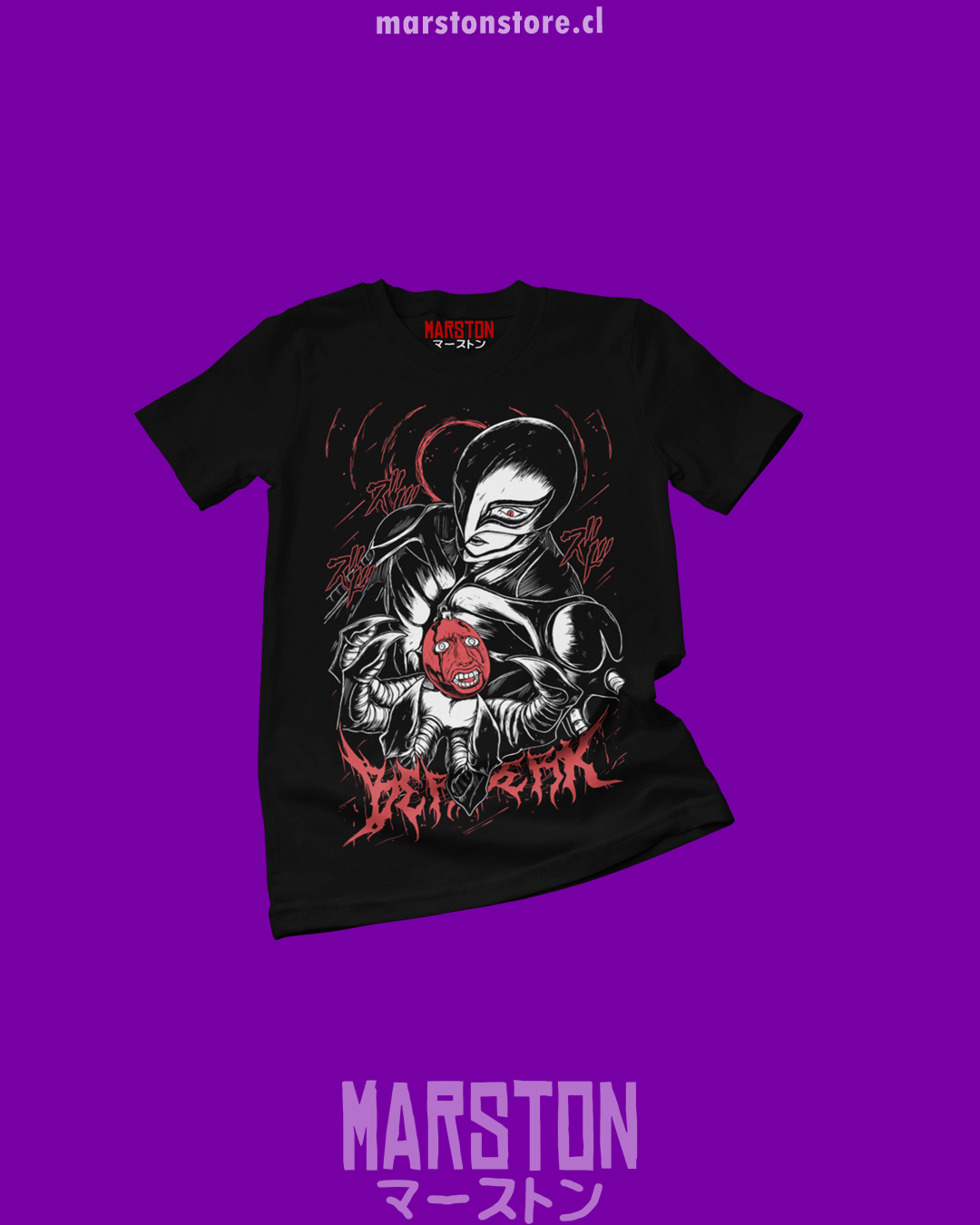 Polera negra de Berserk con diseño de Griffith