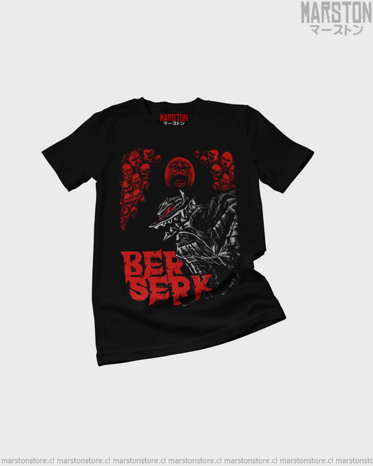 Polera negra de Berserk con diseño de Guts