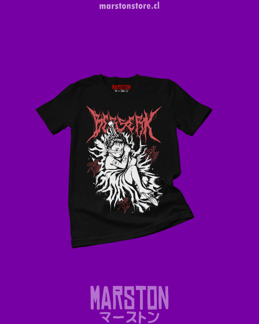 Polera negra de Berserk con diseño de Guts