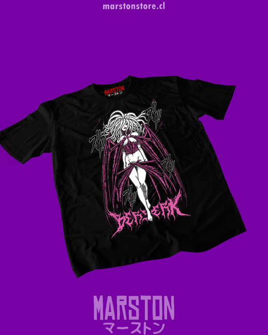 Polera negra de Berserk con diseño de Slan