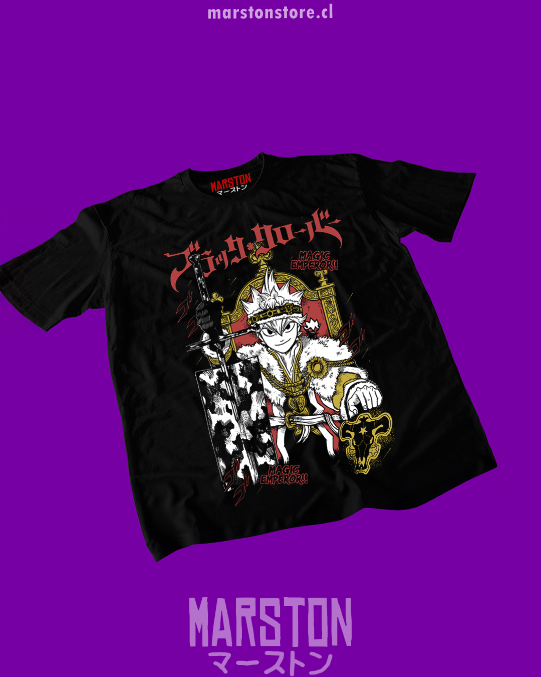 Polera negra de Black Clover con Asta